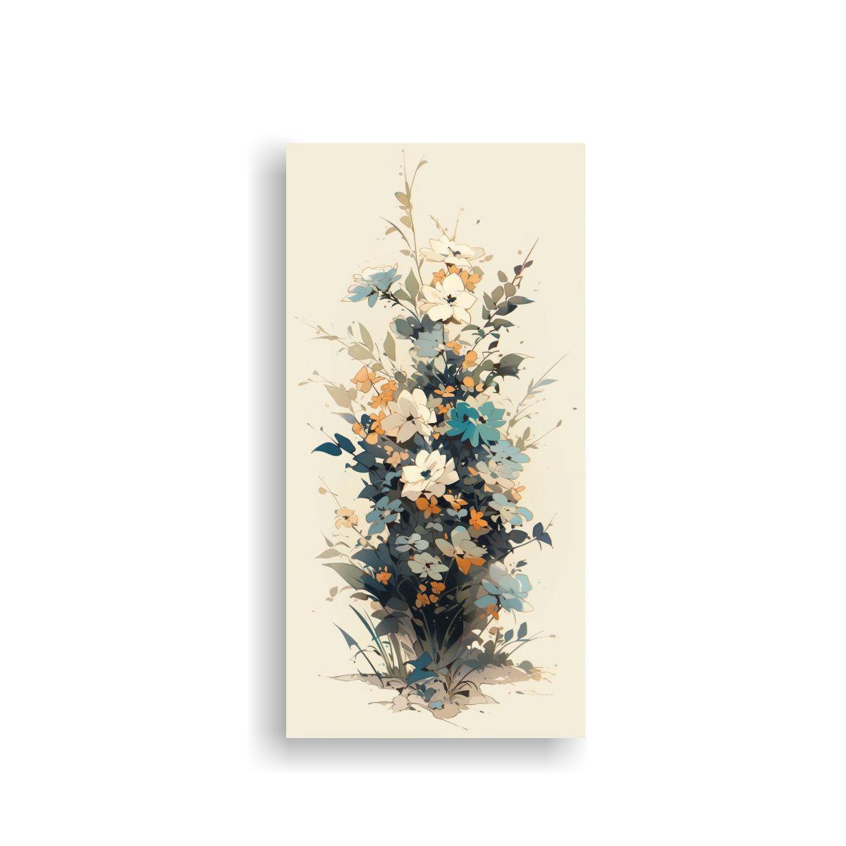 Arte De Pared Dibujo Floral En Colores Suaves 30x60cm-0