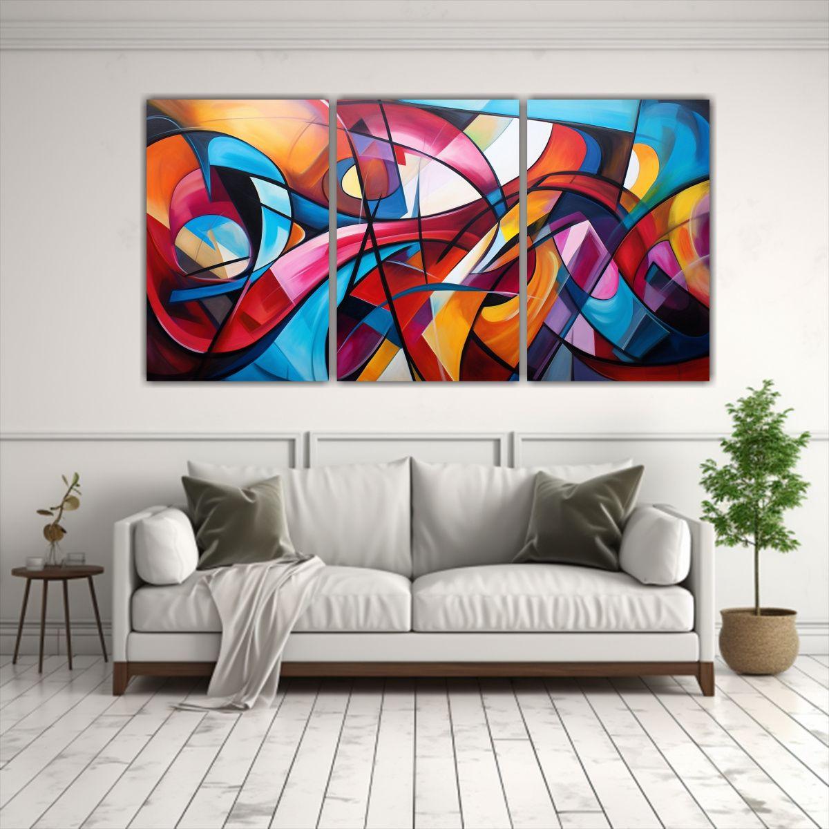 Pintura Abstracta Contornada Por Pigmento 240x120 Cm-2
