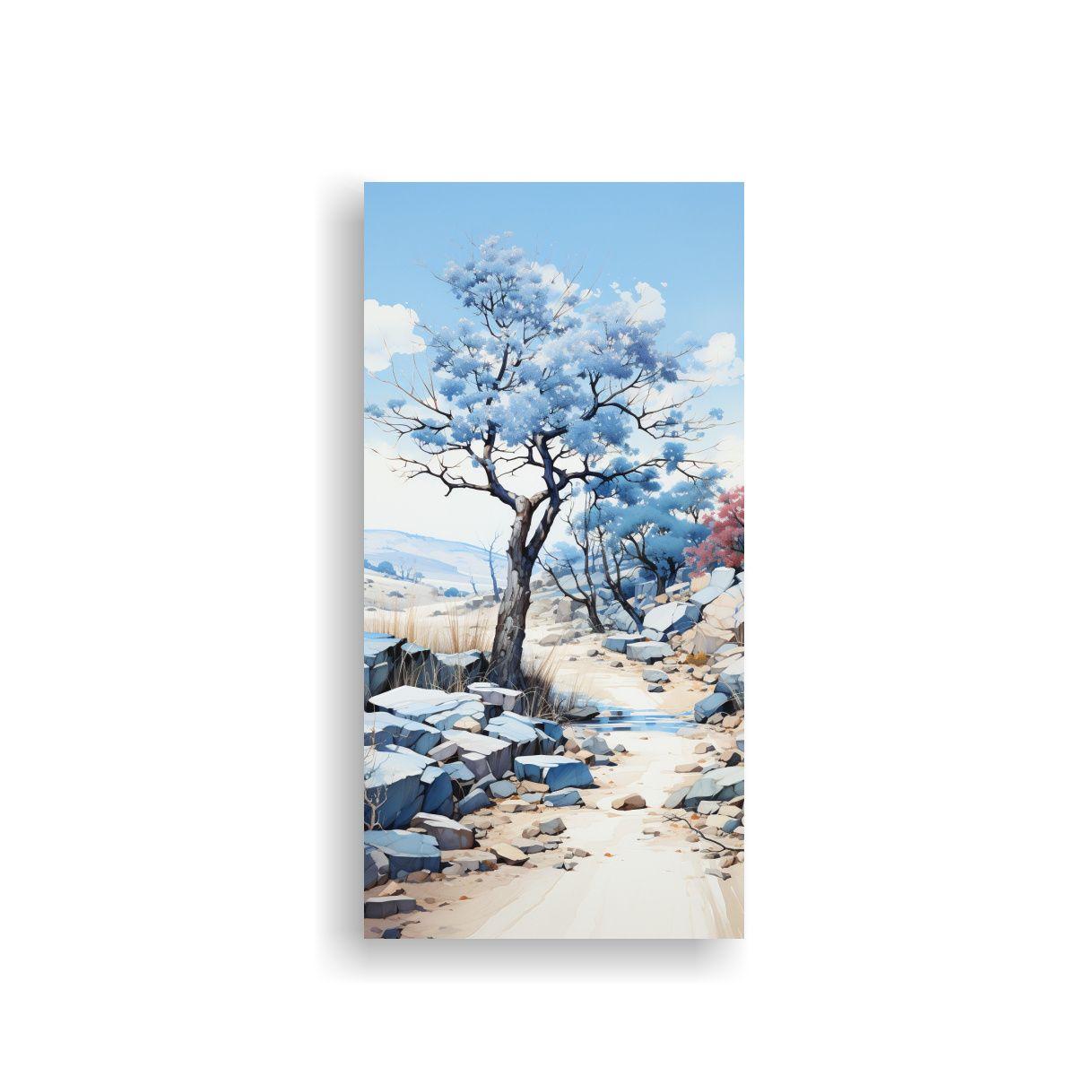 Pintura Abstracta En Colores Blanco Y Azul Joshua 30x60cm-0