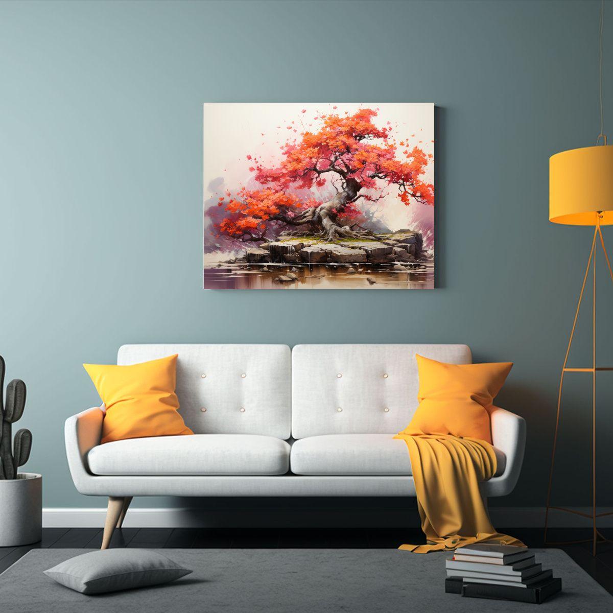 Pintura Abstracta En Lienzo Con Dibujo Fantástico Y Colores 65x50cm-2