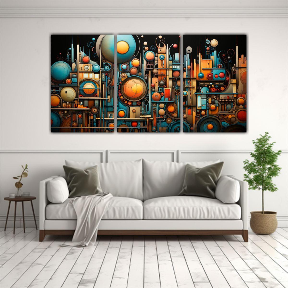 Conjunto 3 Cuadros De Pared Vintage Arte Bonito 240x120 Cm-2