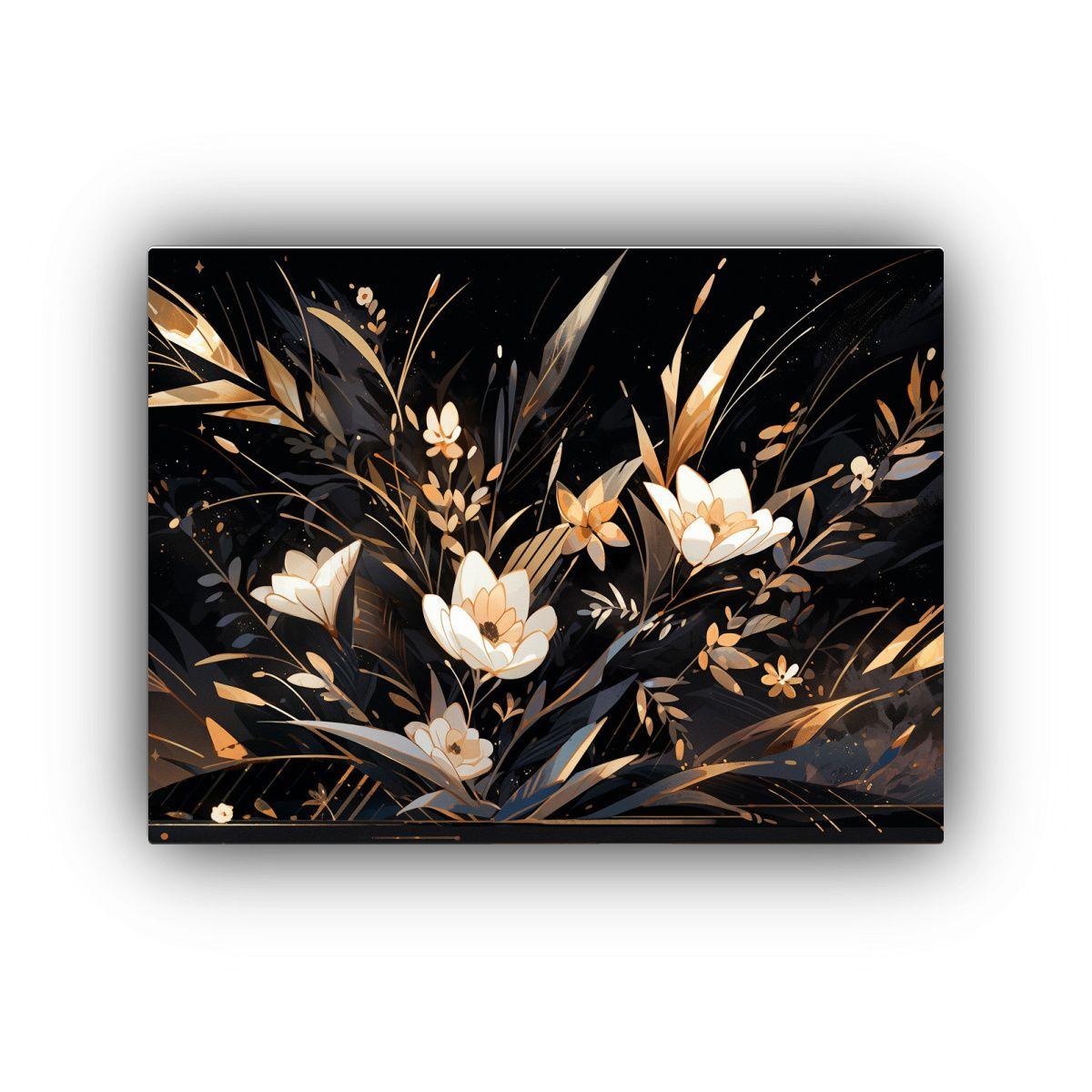 Lienzo Horizontal Con Visión Dorada Y Negra En Estilo Neono 50x40cm-0
