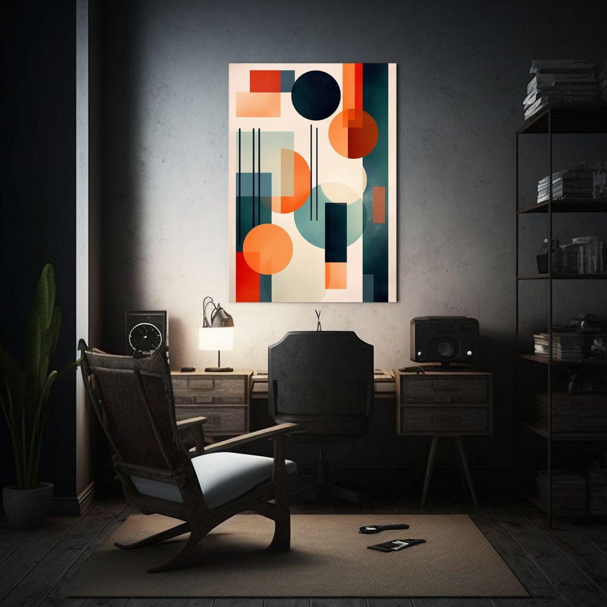 Pintura Abstracta En Lienzo De Alta Calidad Con Formas Color 20x30cm-2