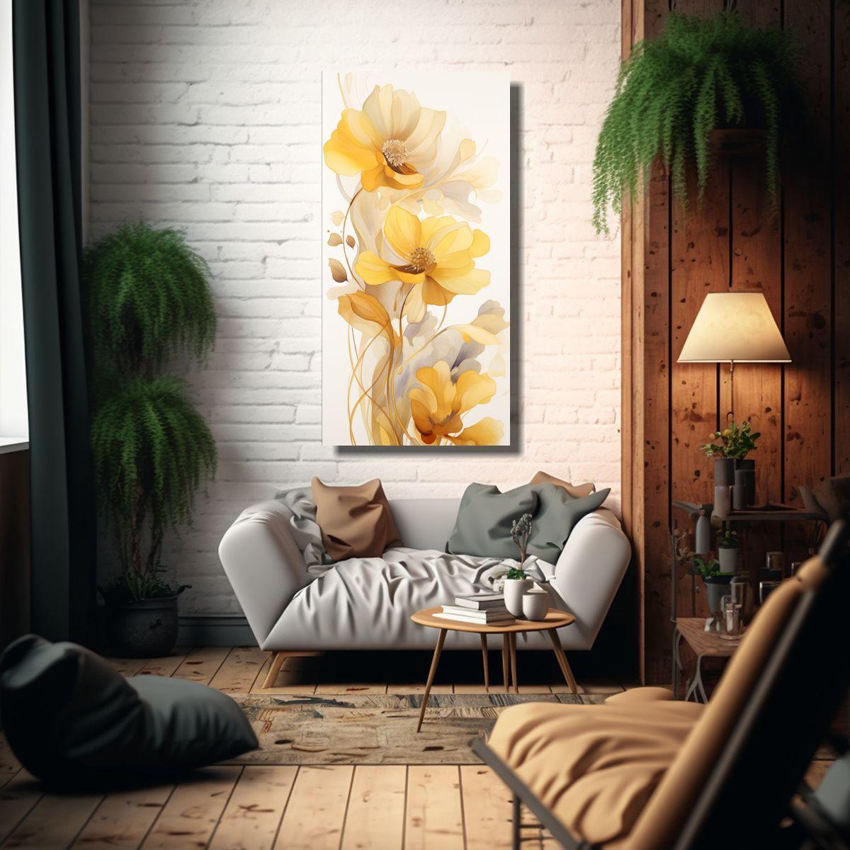 Lienzo Inspiración Floral Acuarela Blanca 60x120cm-2