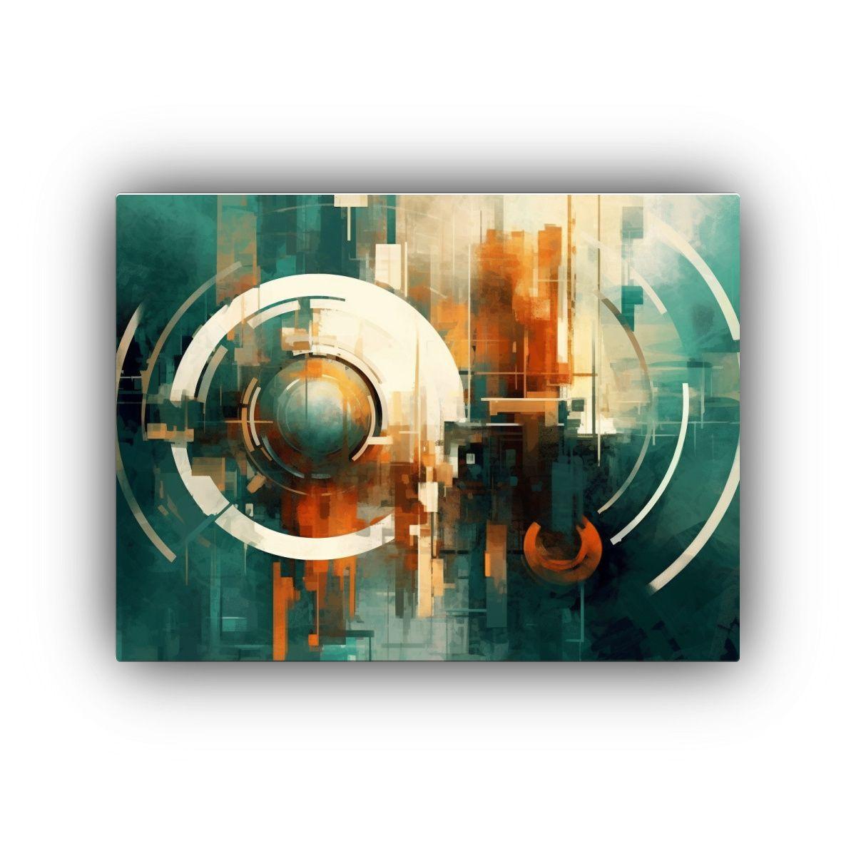 Pintura De Pared Abstracta Espacial En Cobre Y Blanco 40x30cm-0