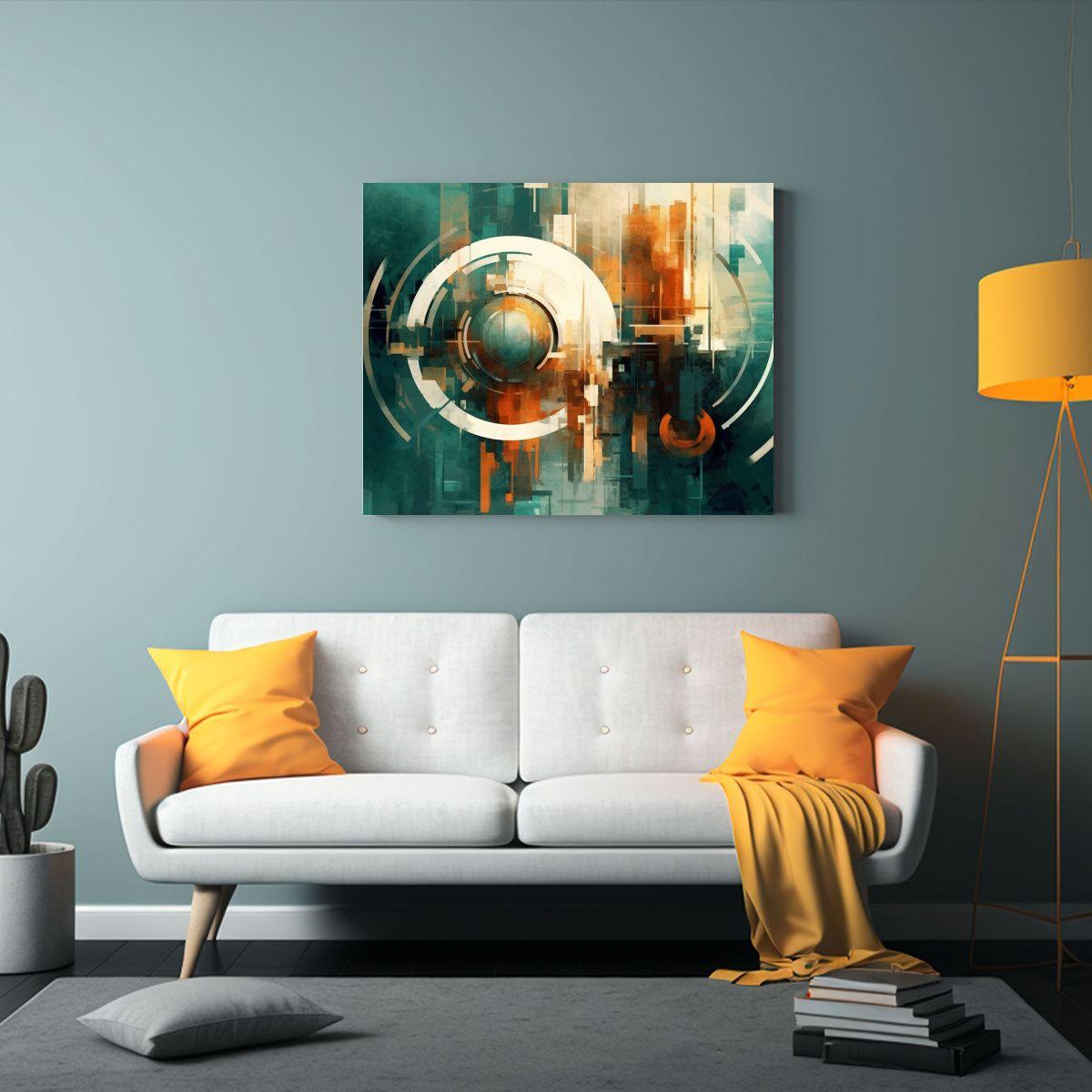 Pintura De Pared Abstracta Espacial En Cobre Y Blanco 40x30cm-2