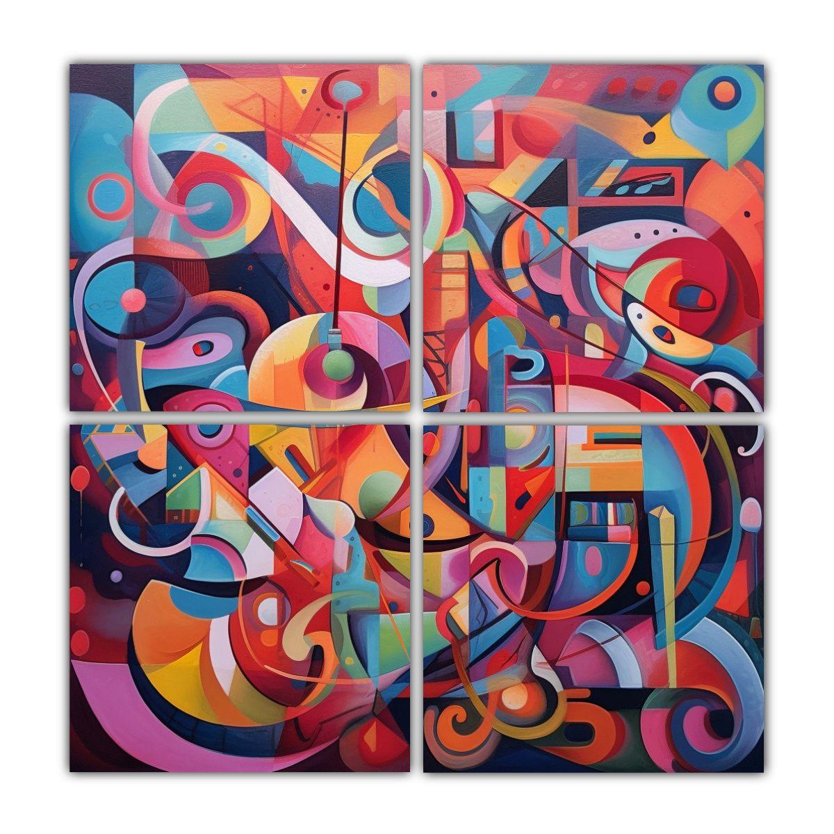 Pintura Contemporánea Colorida En Tela Sublimada 60x60 Cm-0