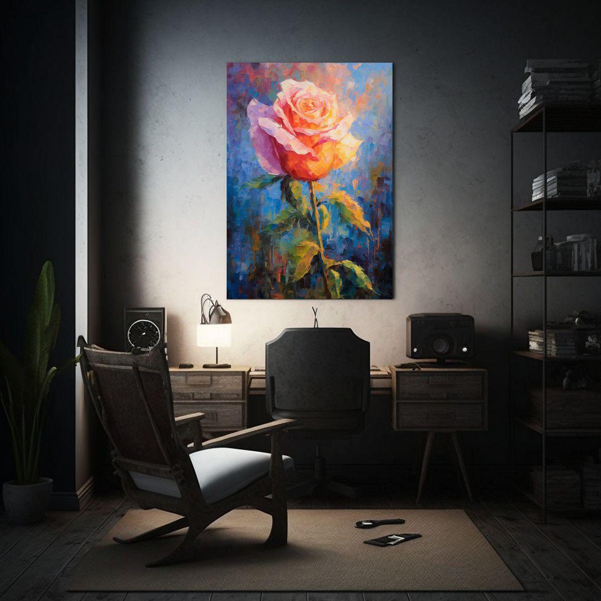 Pintura Decorativa Con Efecto Visual De Rosa, 50x75cm-2