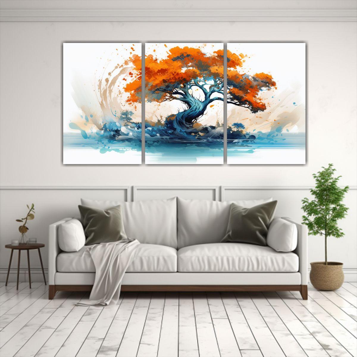Set 3 Cuadros Fotografía Vida Árbol De Ciprés 150x75 Cm-2