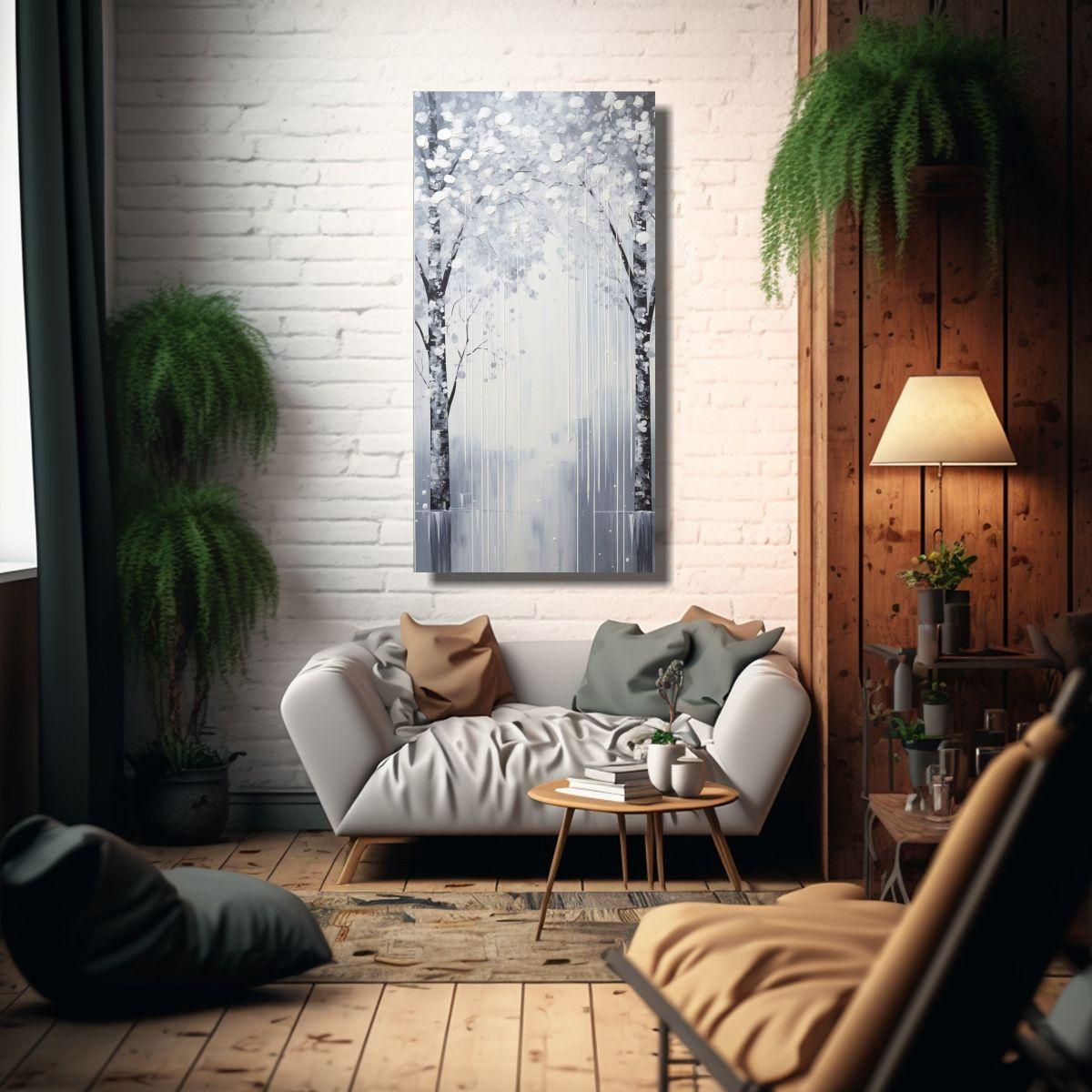 Cuadro Decorativo De Armonía Cromática En Blanco 70x140cm-2