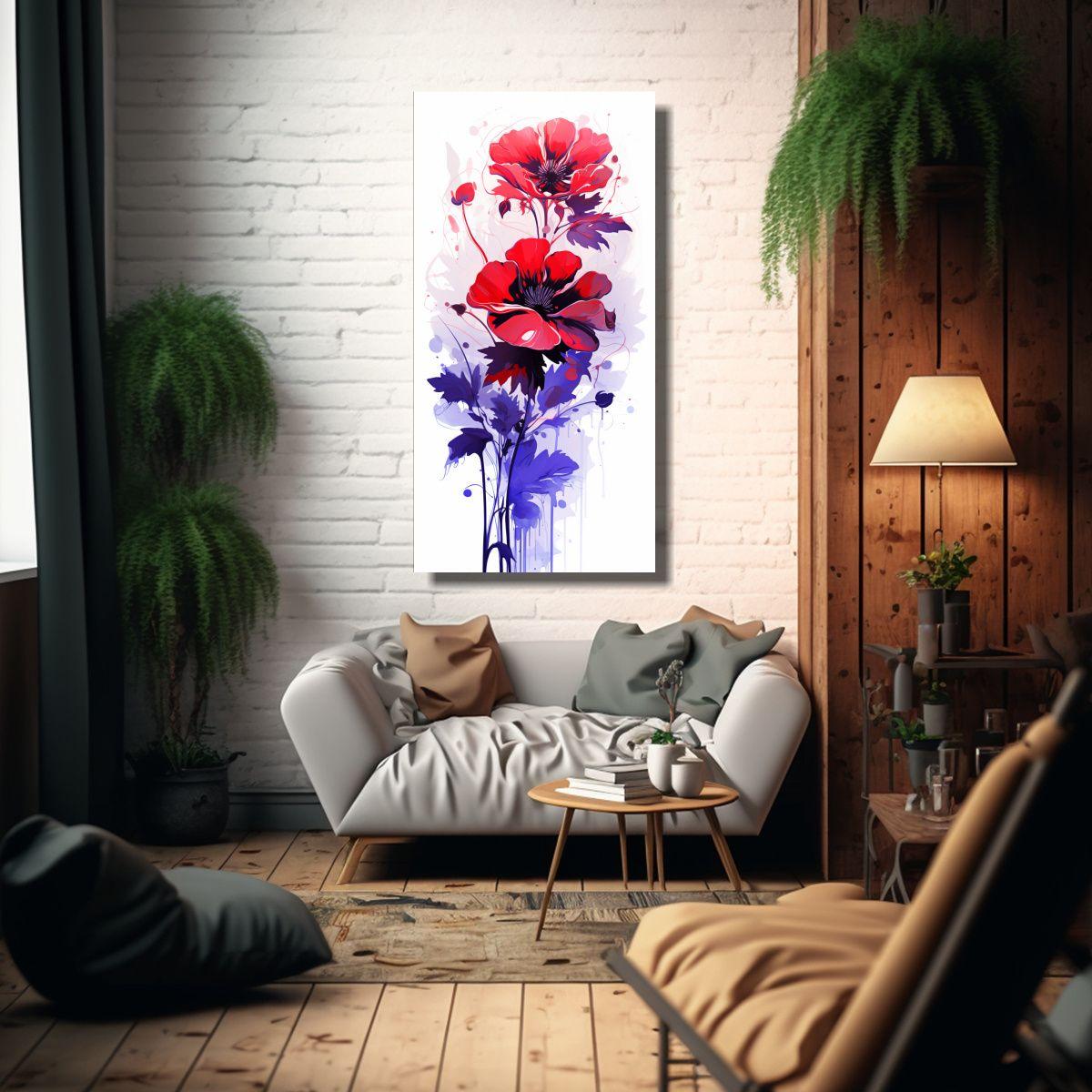 Cuadro Llamativa Púrpura Y Roja En El Estilo 50x100cm-2