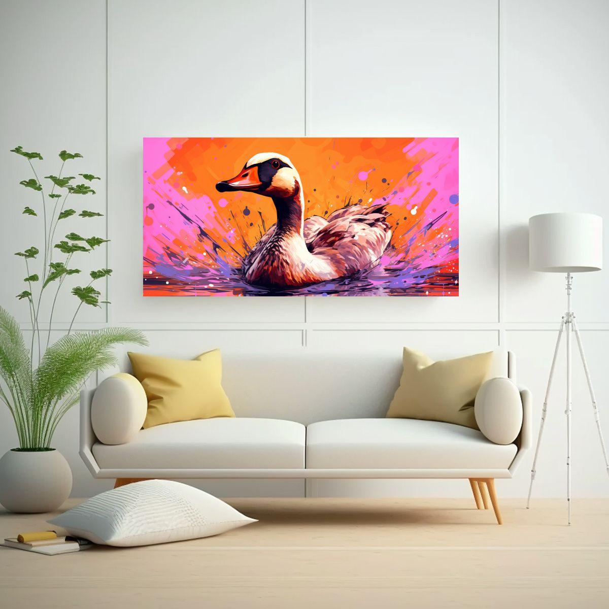 Lienzo De Diseño Calma Con Gansos En Colores Nara 140x70cm-2