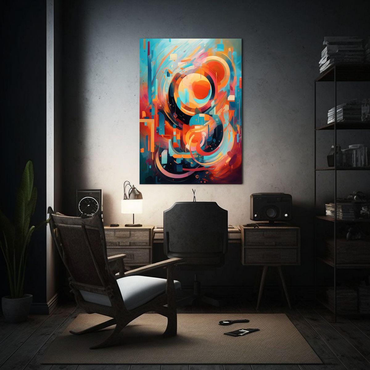 Cuadro Abstracto Pintado Al óleo Estilo 50x75 Cm-2