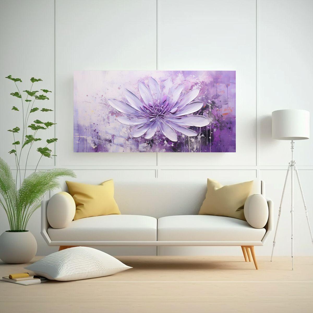 Obra De Arte Única: Pintura Morada De Flores En 80x40 Cm-2