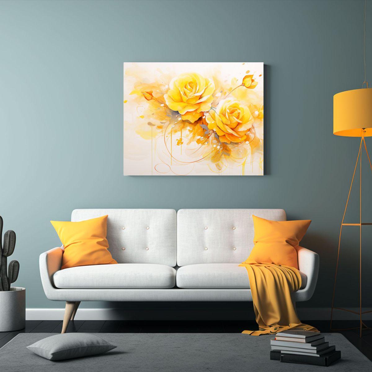 Pintura Abstracta Acuarela Colores Rosas Amarillo 65x50cm-2