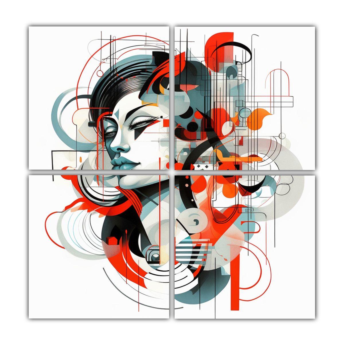Cuadriptico Abstracto Agente Doble Alta Calidad 80x80 Cm-0