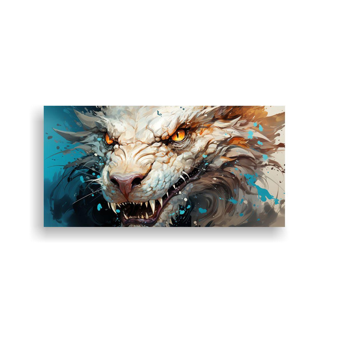Cuadro Abstracto Vitalidad Dragón Blanco Y 160x80cm-0
