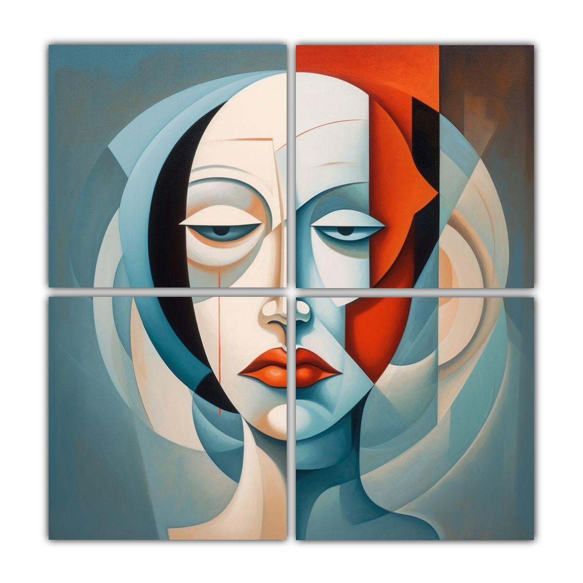 Pintura Abstracta Con Textura De Rostro Deformado 60x60 Cm-0