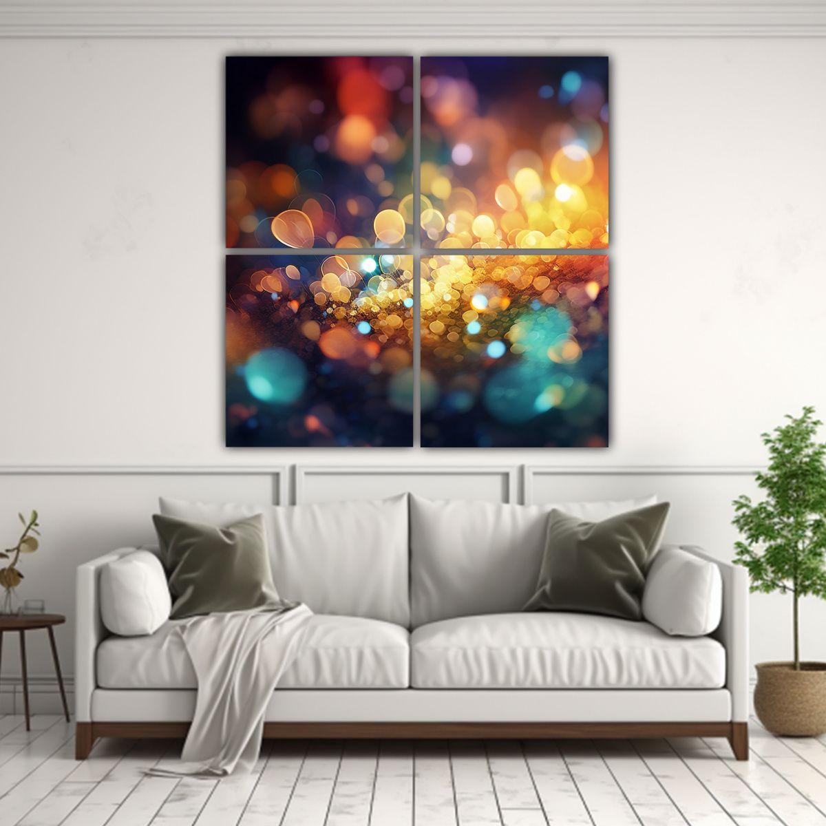 Cuatro Telas En Bastidor Hermoso Medianoche 180x180 Cm-2