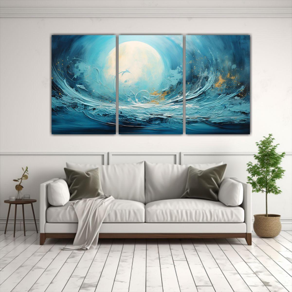 Pinturas Decorativas Abstractas De Luna Y Mareas 150x75 Cm-2