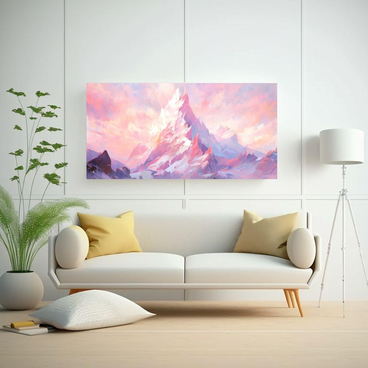 Cuadro Moderno Pop Art Montañas Famosas En Tonos  140x70cm-2
