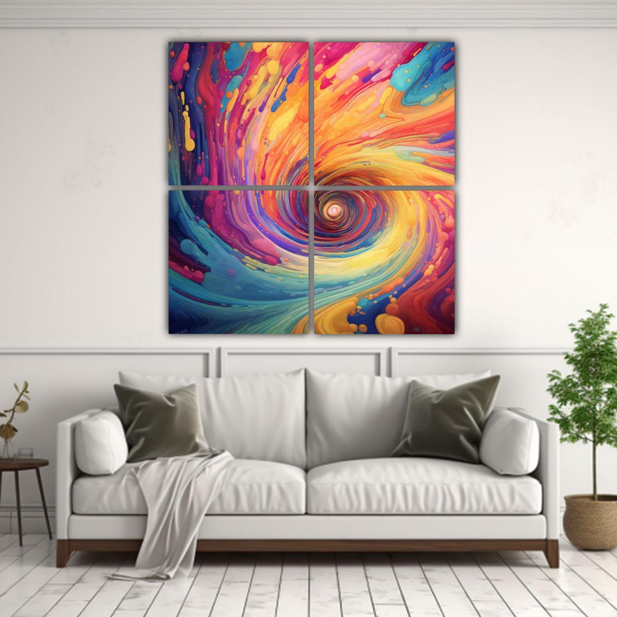 Arte De Pared Abstracto Inspirado En Psicodélico 80x80 Cm-2