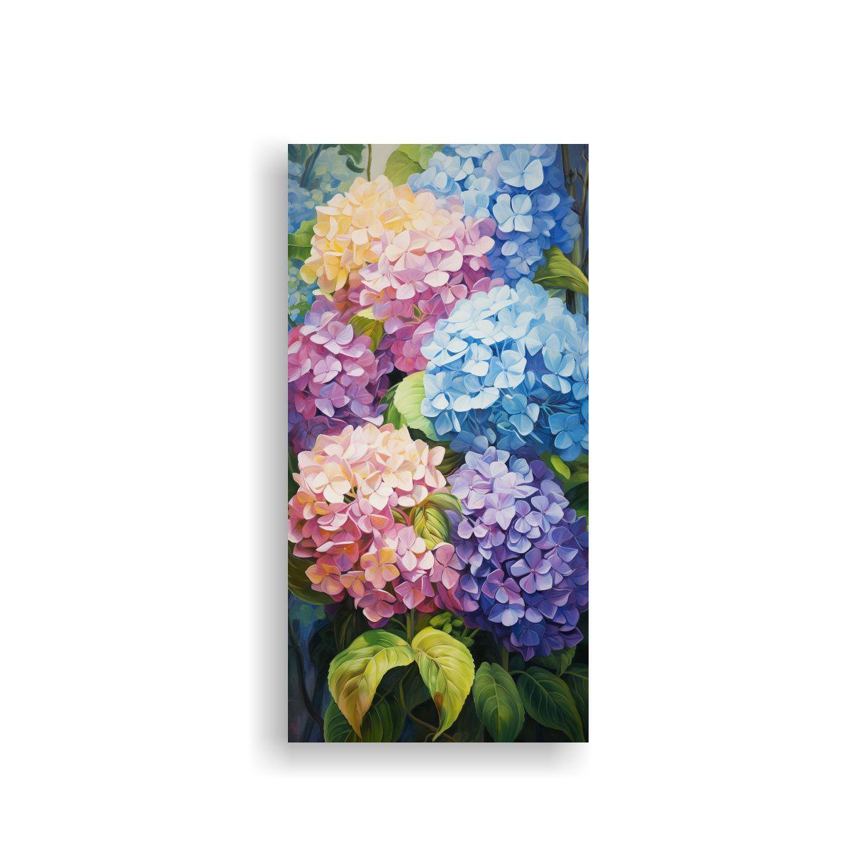 Pintura Abstracta De Hortensias Con Intensidad 50x100cm-0