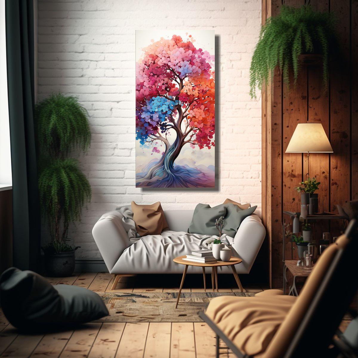 Cuadro Abstracto Arcoíris De árbol De Ocotillo 80x160cm-2
