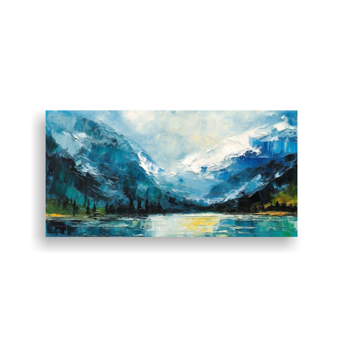 Cuadro Abstracto Del Lago Louise Y Montañas 40x20cm-0