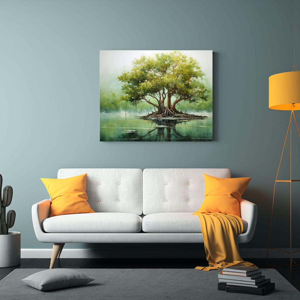 Pintura Abstracta De Un árbol De Mangle En Estilo Detallado 60x40cm-2