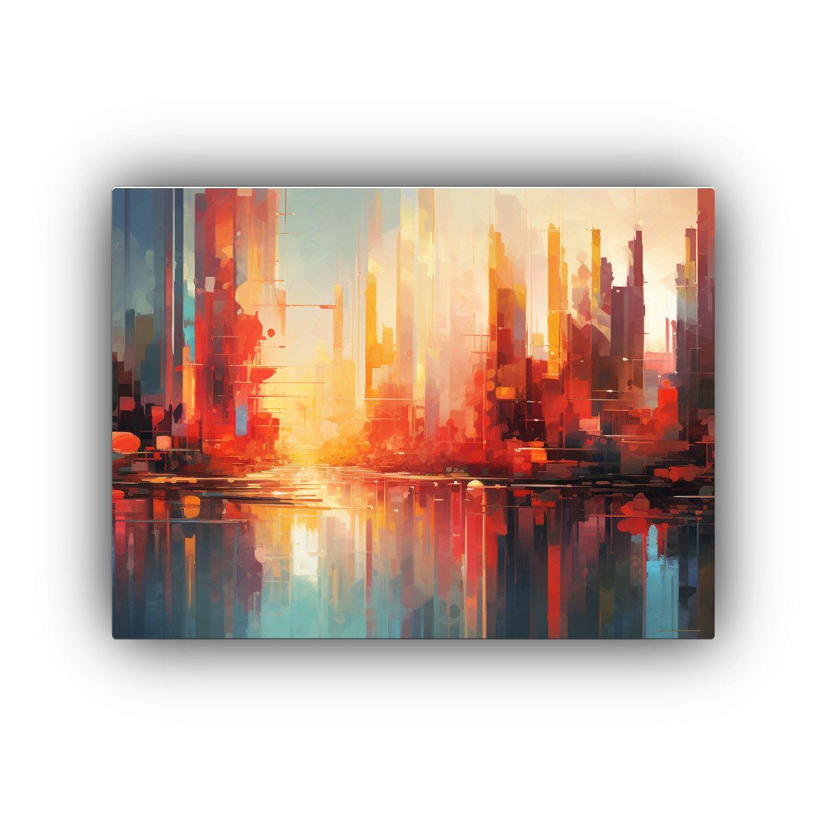 Pintura Acuarela Abstracta De Ciudad Para Decoración De Int 50x40cm-0