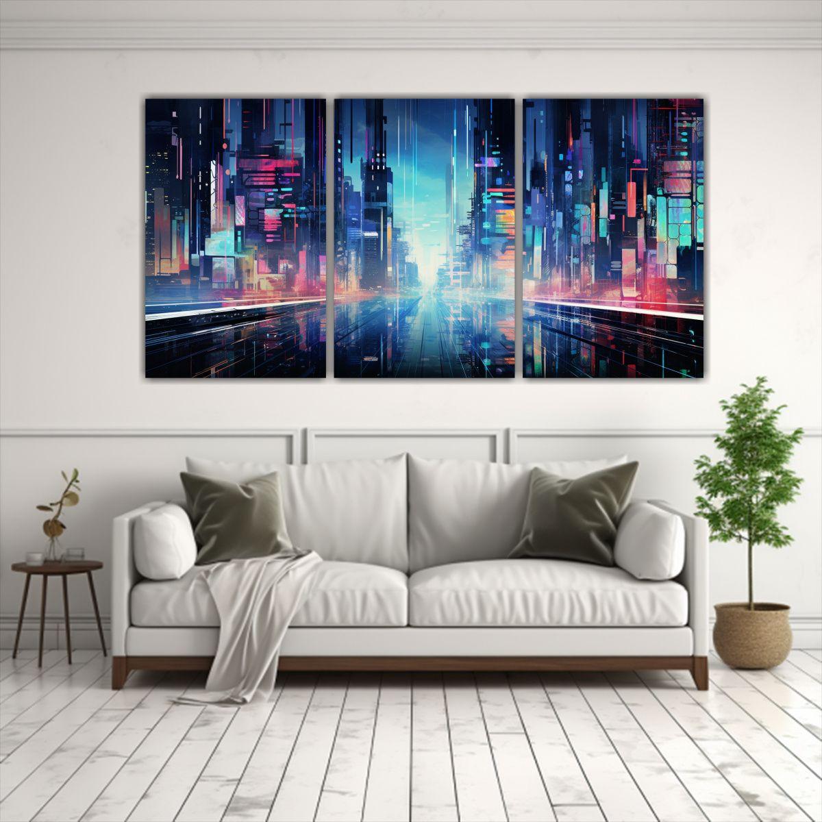 Cuadro Moderno Abstracto De Una Ciudad 120x60 Cm-2