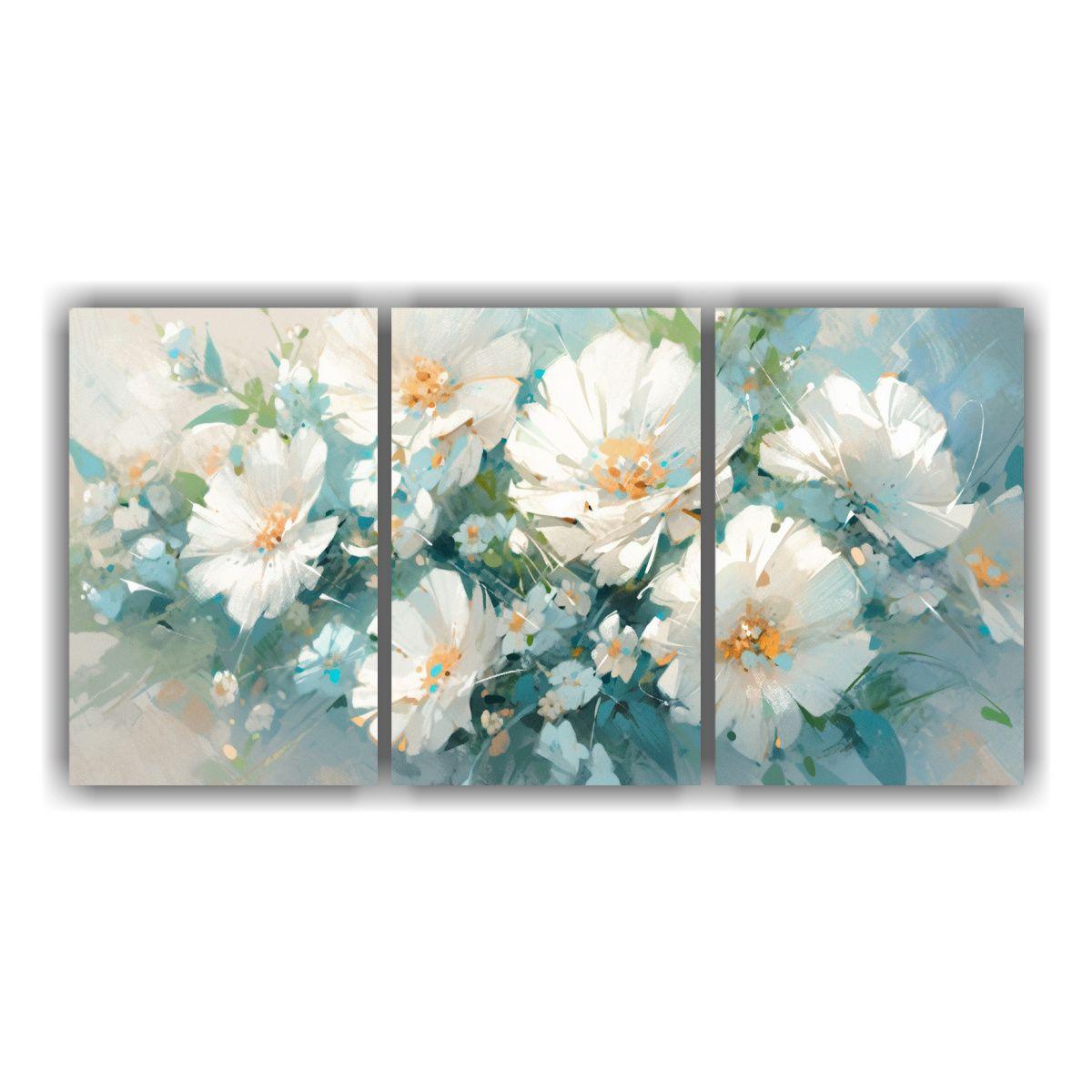 Pintura Original Tres Artes Calidos Flores 150x75 Cm-0