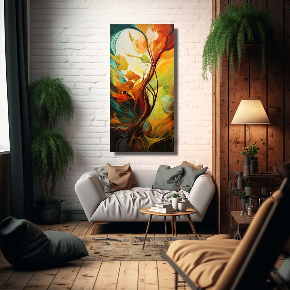 Cuadro Decorativo Vertical De Arte Abstracto 80x160cm-2