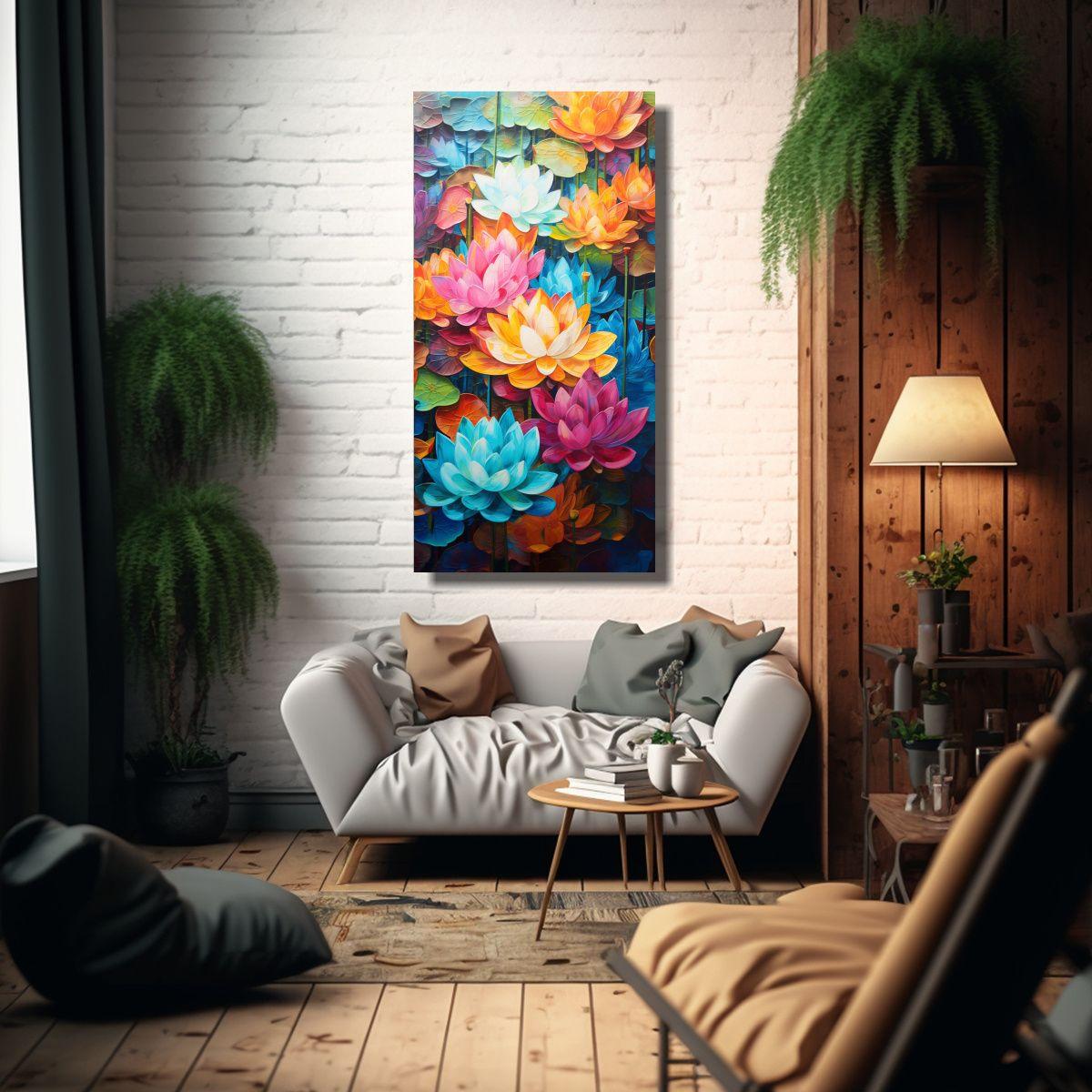 Cuadro Vintage Composición Dinámica En Colores 60x120cm-2
