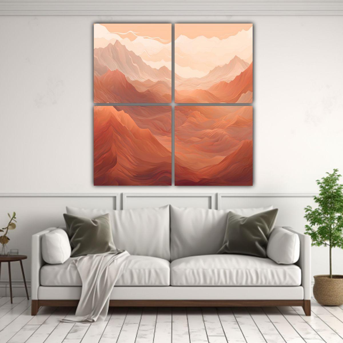 4 Cuadro Abstracción Temática Gradiente De 200x200 Cm-2