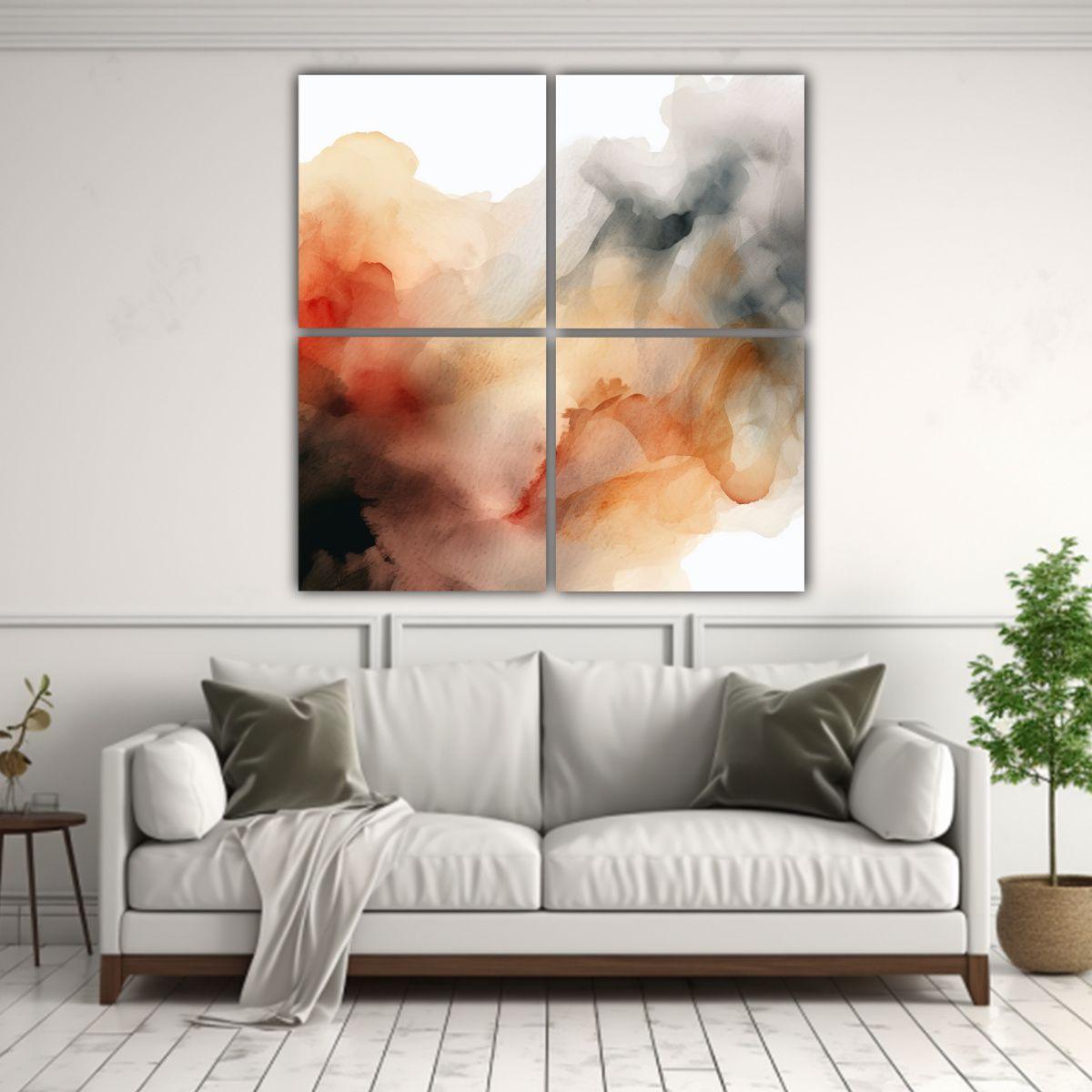 Pinturas Decorativas Abstractas En Colores Tierra 40x40 Cm-2