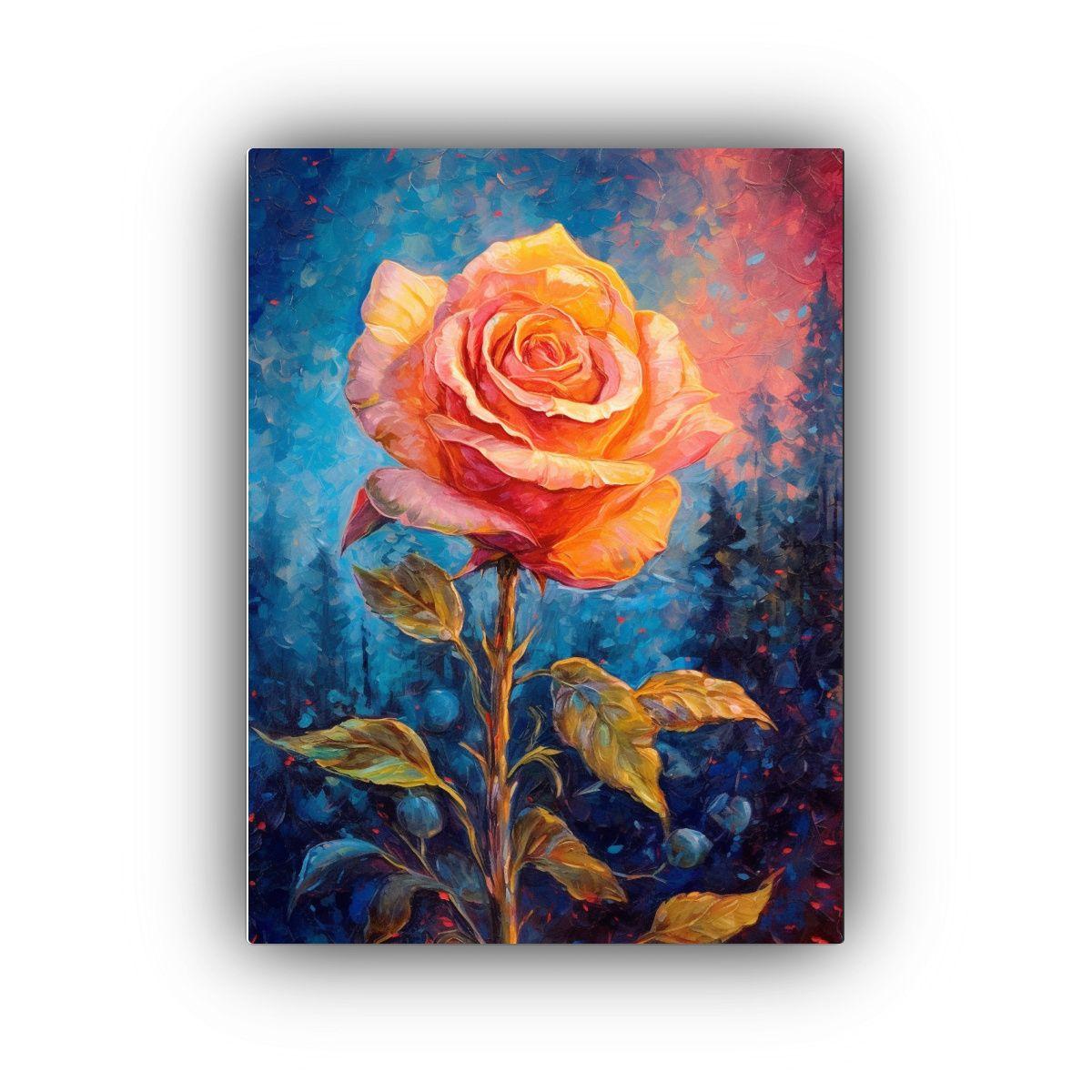 Pintura En Bastidor Estilo Van Gogh De Rosa 50x65cm-0