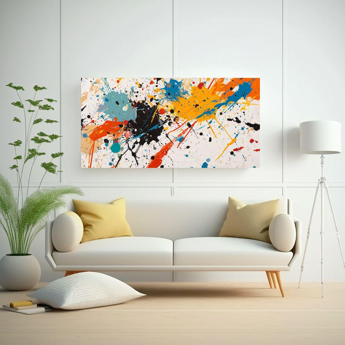 Cuadro Lienzo Dinámico Con Salpicaduras Y Goteos 40x20cm-2