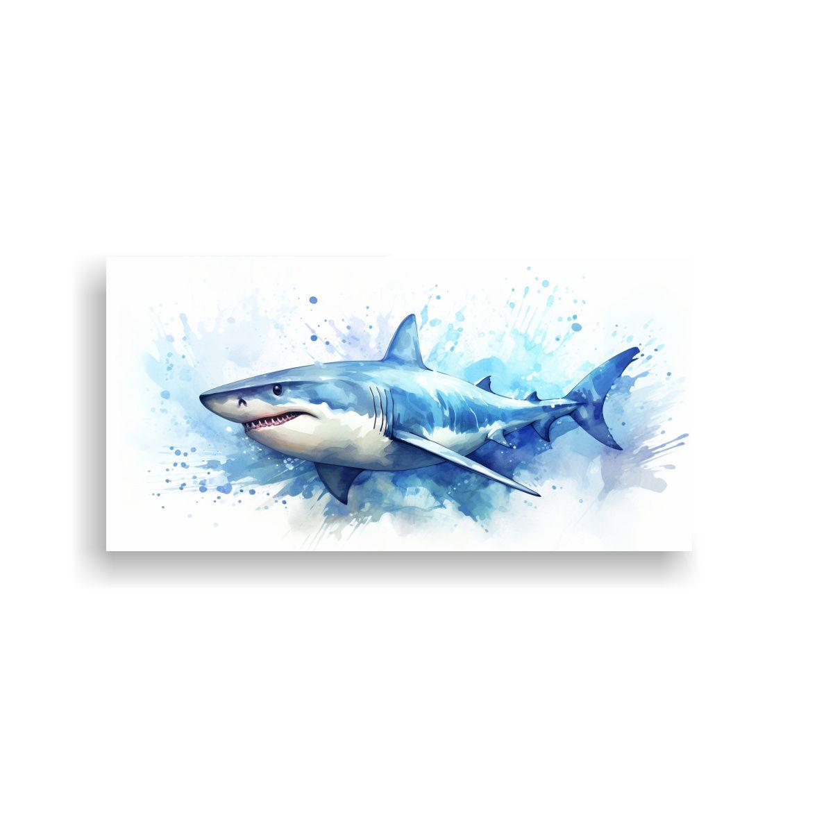 Pintura Juvenil Inspiradora De Tiburón Azul En Ac 120x60cm-0