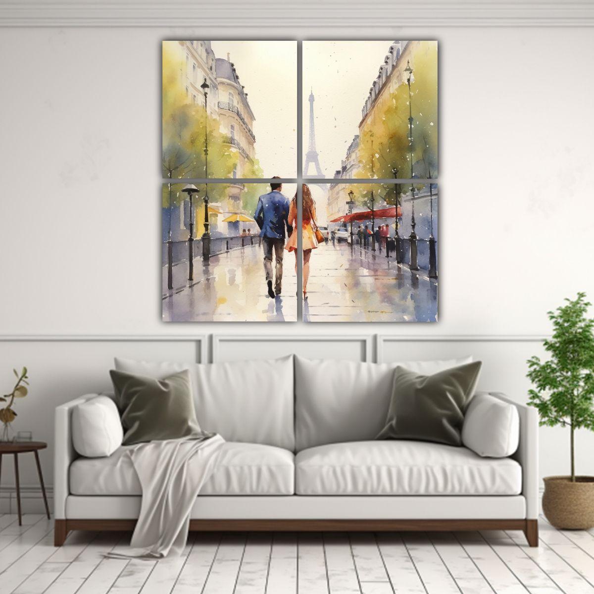 Cuatro Telas Sublimadas Época Paseando En París 60x60 Cm-2