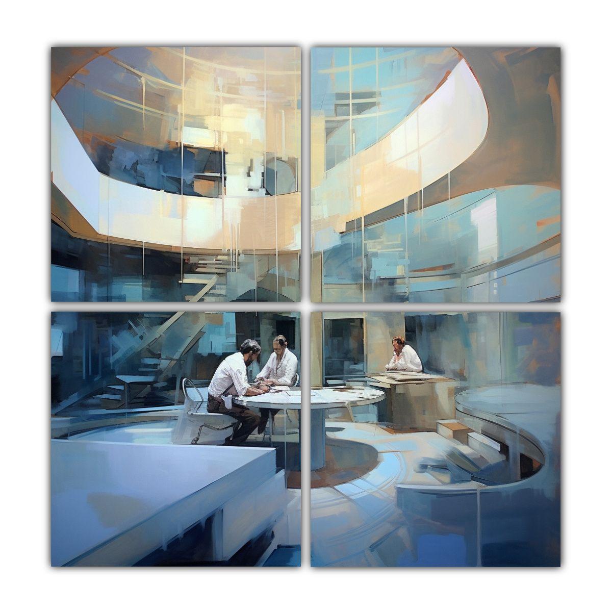 Cuadro Abstracto Rectangular De Arquitectos 100x100 Cm-0