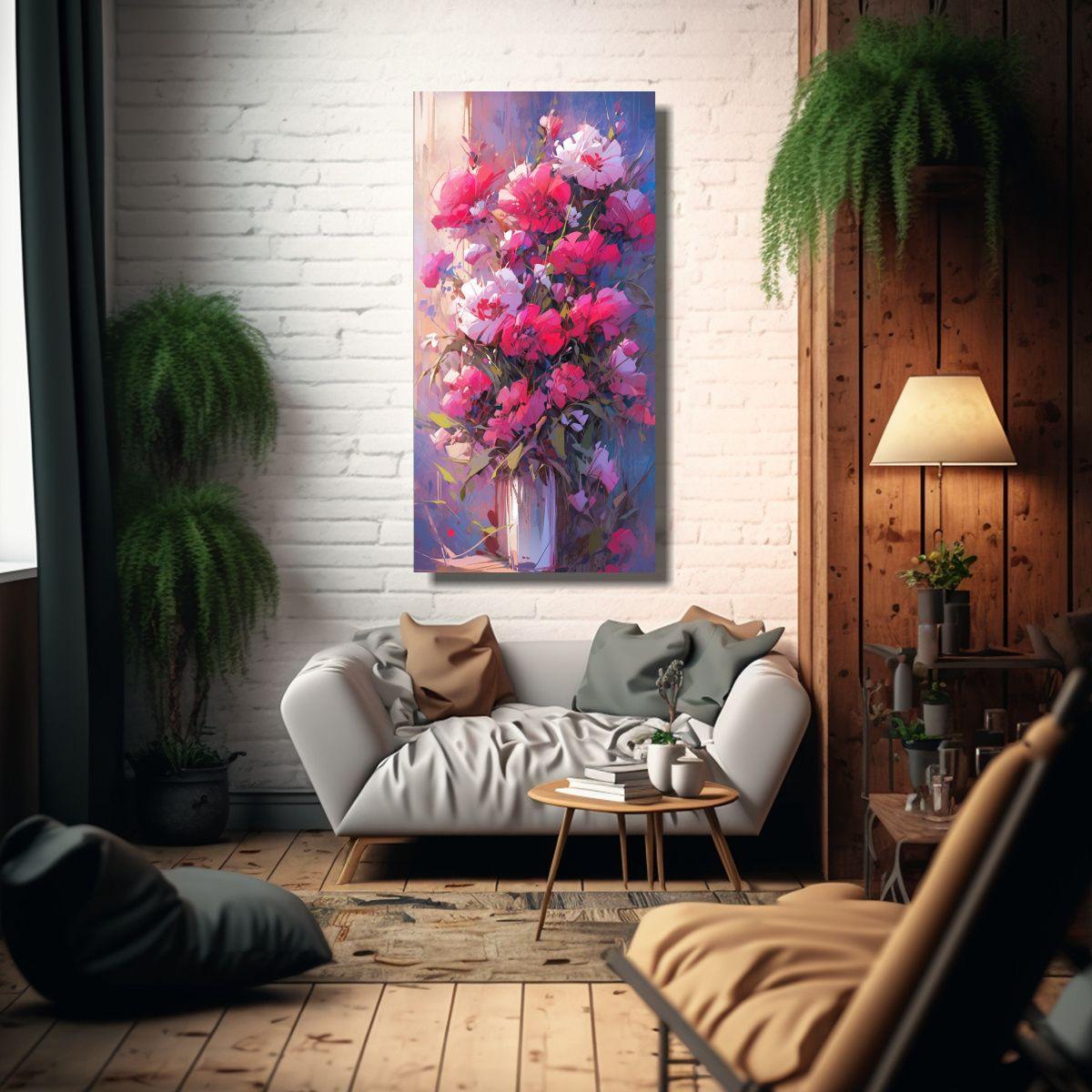 Pintura Lienzo Movimiento Escenario A Magenta 40x80cm-2