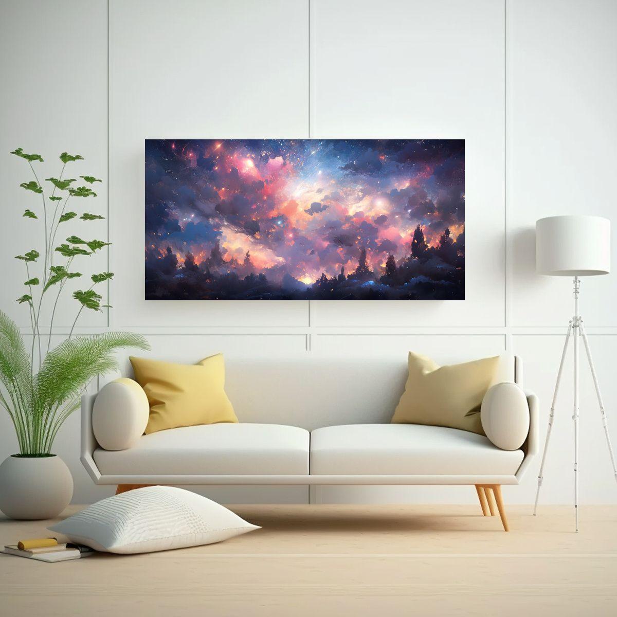 Pintura Abstracta Moderna Duradera De Noche Con 100x50cm-2