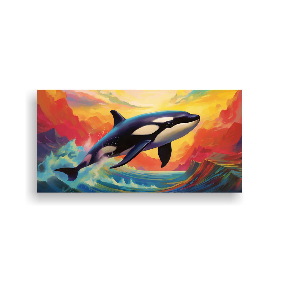 Pintura Decorativa De Ballena Orca Estilo Pintura  100x50cm-0