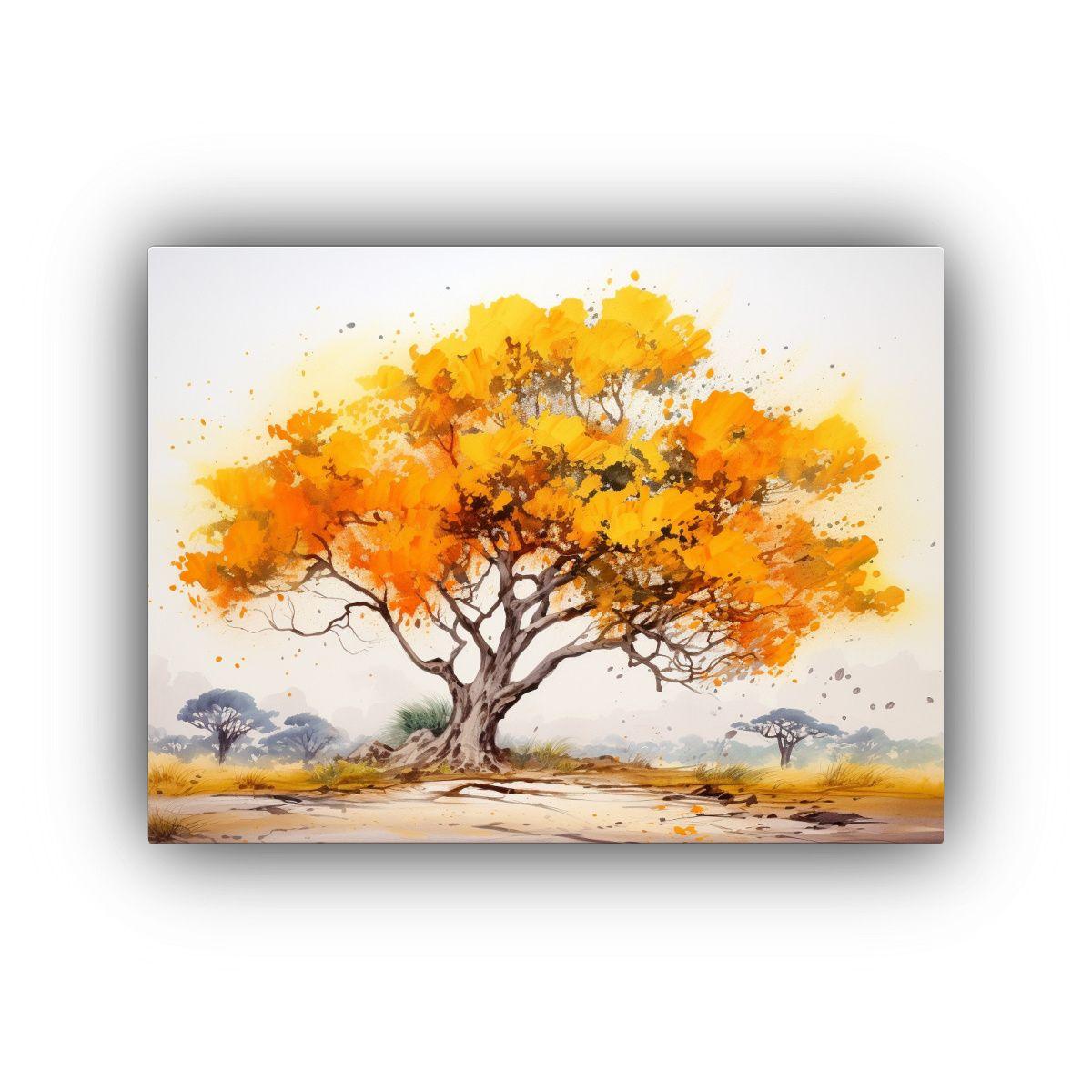 Cuadro Abstracto: Movimiento Y Expresividad En árbol De Aca 50x40cm-0