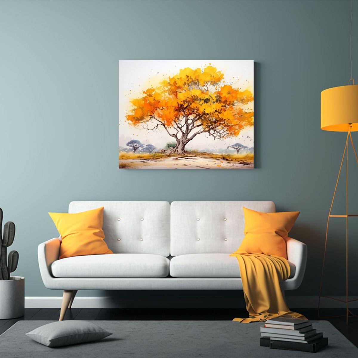 Cuadro Abstracto: Movimiento Y Expresividad En árbol De Aca 50x40cm-2