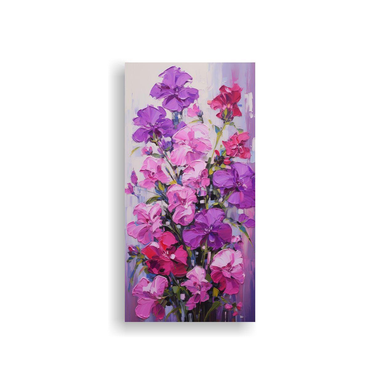 Arte De Pared Impreso Sala Flores En Color Púrpur 60x120cm-0