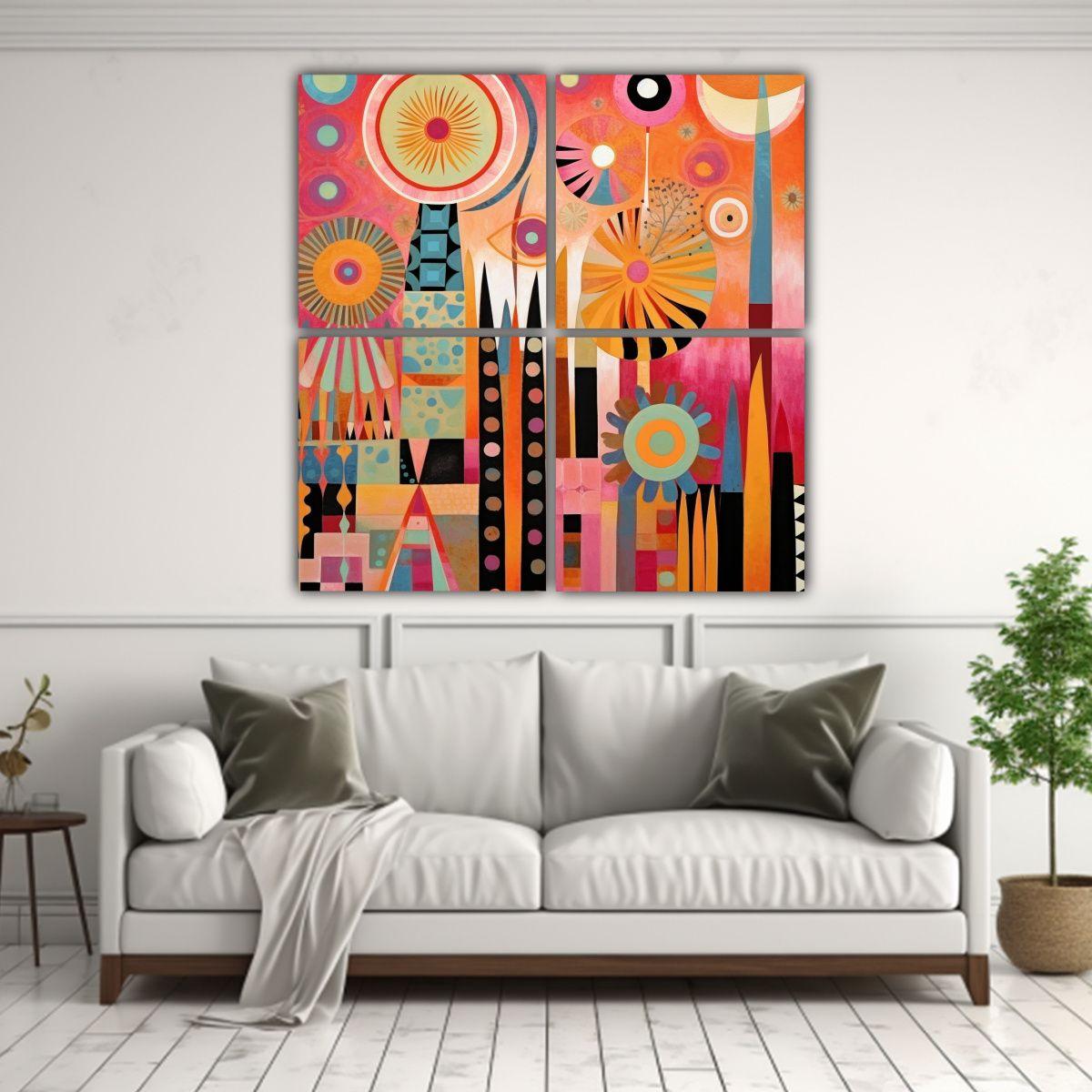 Cuatro Lienzos Conceptuales Con Contraste 180x180 Cm-2