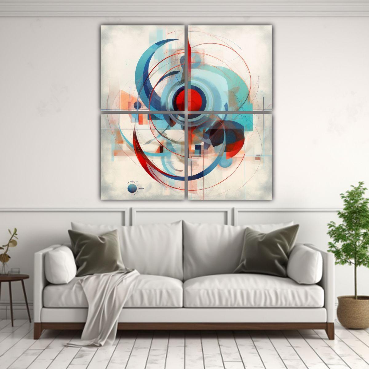 Cuadro Geométrico Vanguardista Para Decoración 120x120 Cm-2